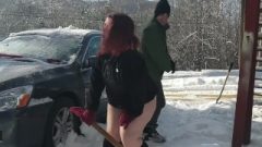 BBW Gets Humiliated By Pantsing And Wedgies In The Snow