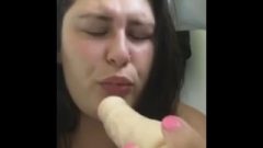 Amateur Whore Chokes And Gags On Rubber Toy