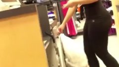 Hidden Spy Cam Used In A Shop To Spy The Hostess MButtive Butt In Yoga Pants !