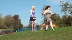 Public Bdsm And Outdoor Lesbo Domination Of Humiliated Fair-haired Obeying