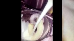 Pink Headed Cutie Makes A Delicious Banana Smoothie And Chokes